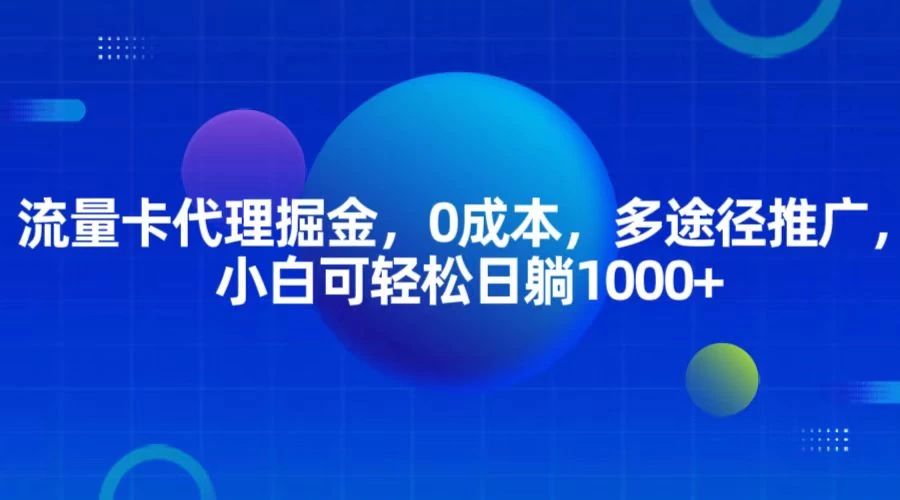 2025流量卡代理掘金，0成本，多途径推广，小白可轻松日躺1000+
